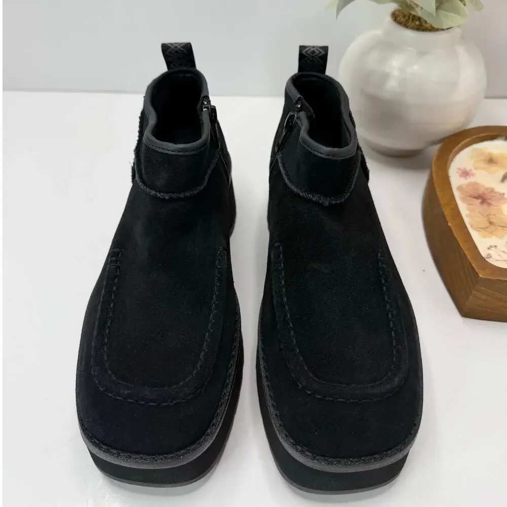 UGG Cityfunc Suede Ultra Mini Platform Water Resistant Boot Black Women 6.5 NWOB
